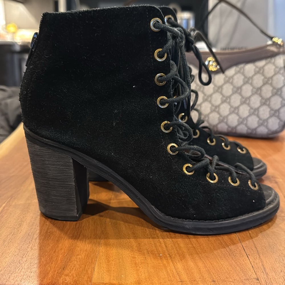 Jeffrey Campbell Black Lace-Up Heeled Boots - Picture 4 of 9